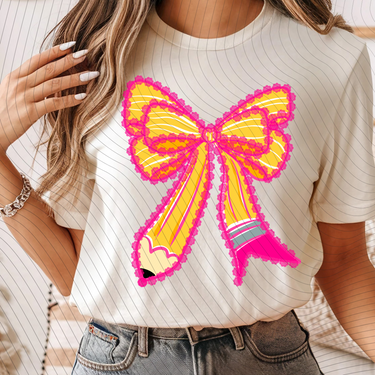 Coquette Pencil Bow T-Shirt *Back to School Sale*